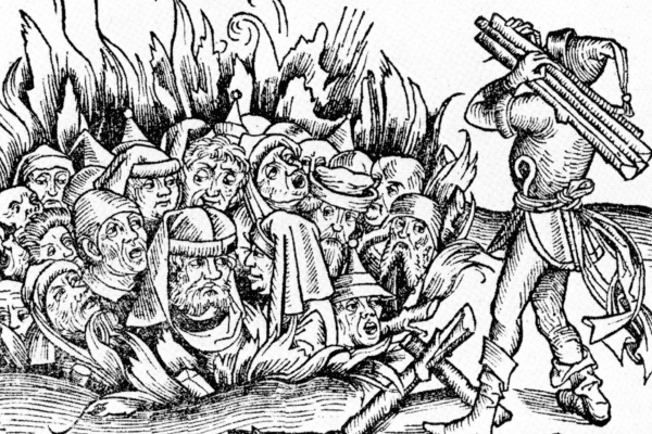 שריפת יהודים. מתוך "ליבר כרוניקרום" (כרוניקת נירנברג) של הרטמן שדל (1493).